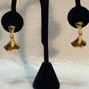 Vintage Givenchy gold tone dangle clip on earrings 1”